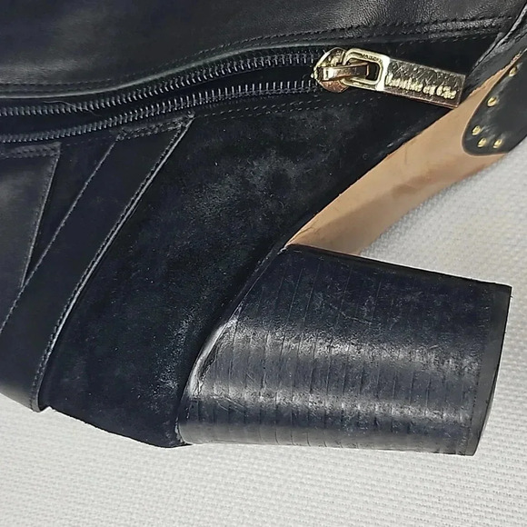 Louis et Cie Women's Black Leather Zip Up Suede Ankle Boot with Buckle Size 8.5 - Picture 15 of 16